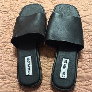 Steve Madden Black Slide Sandals